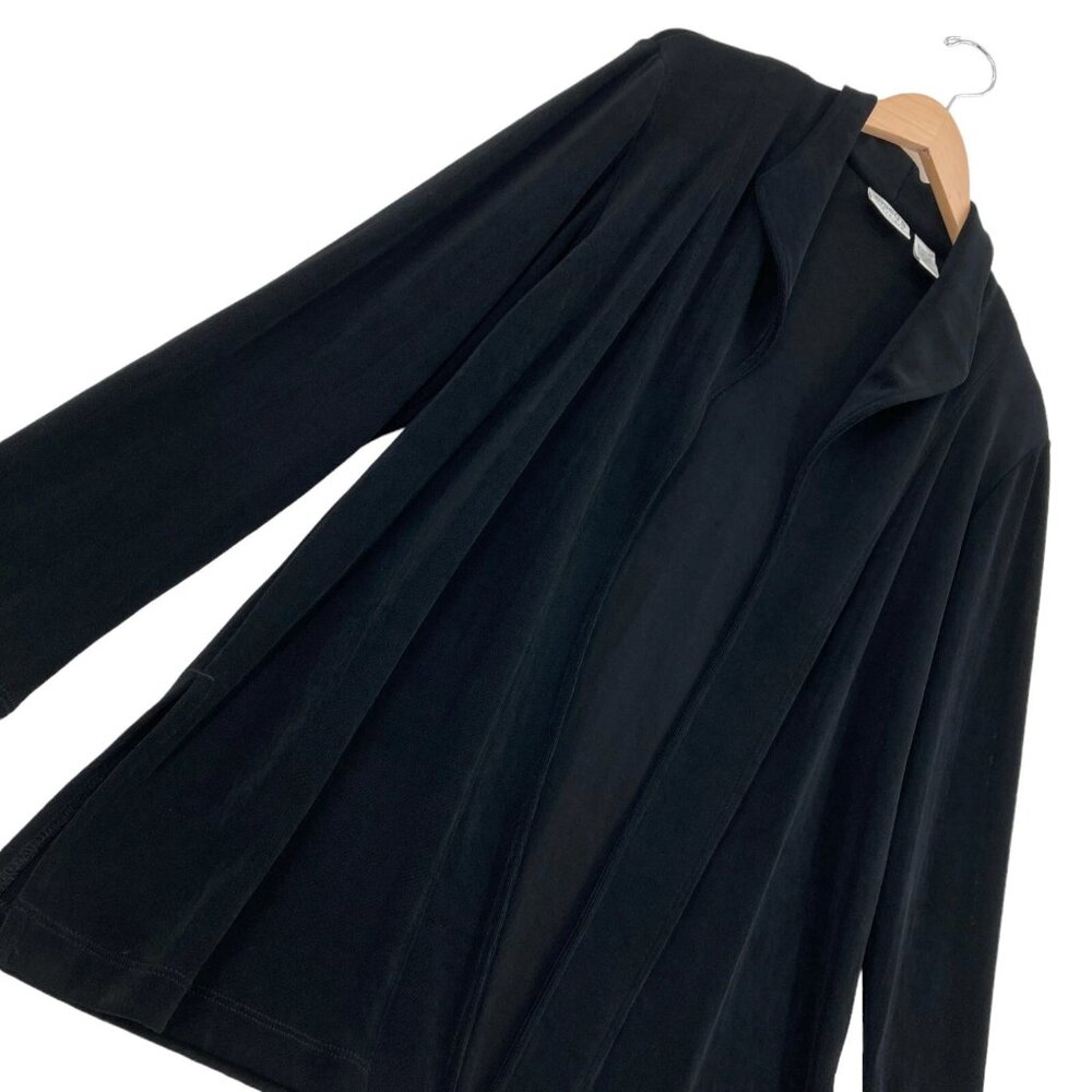 Chico's Traveler Cardigan USA Black Long Sleeve Open Front Slit Sweater Size 1
